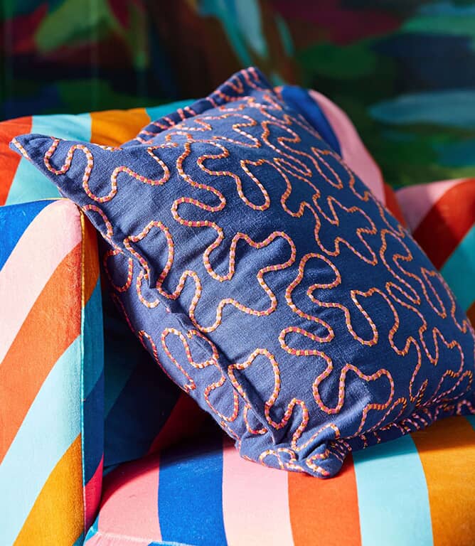 Harlequin Wiggle Fabric / Lapis / Spinel