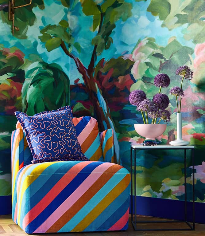 Harlequin Wiggle Fabric / Lapis / Spinel