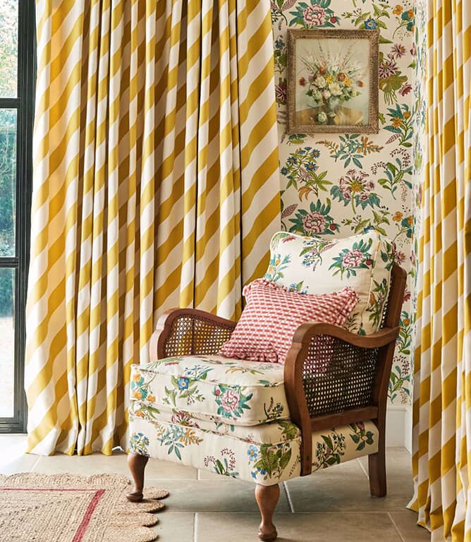 Harlequin Paper Straw Stripe Fabric / Citrine