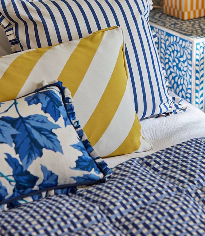 Harlequin Paper Straw Stripe Fabric / Lapis