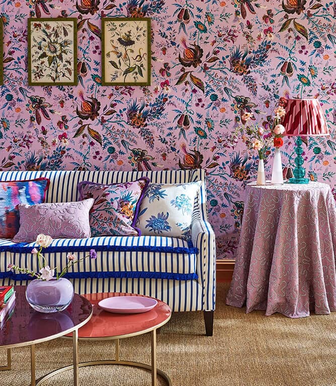 Harlequin Woodland Floral Fabric / Lapis / Amethyst / Pearl