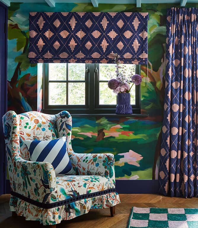 Harlequin Garden Terrace Fabric / Ruby / Rose