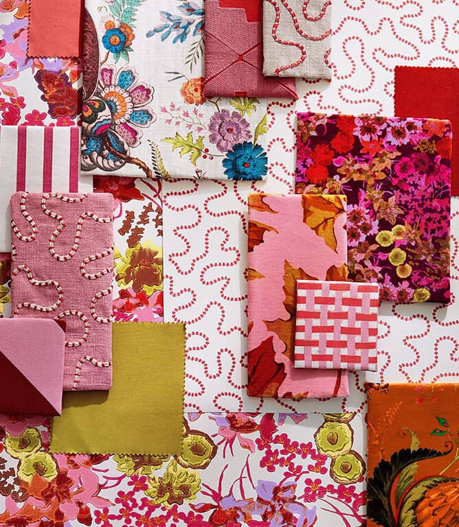 Harlequin Garden Terrace Fabric / Ruby / Rose