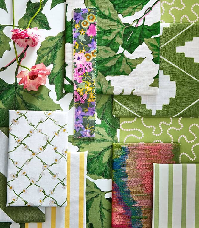 Harlequin Daisy Trellis Fabric / Emerald / Pearl