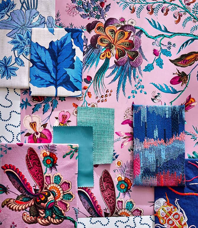 Harlequin Wonderland Floral Fabric / Amethyst / Lapis / Ruby