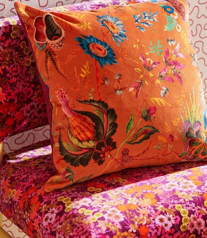 Harlequin Wonderland Floral Fabric / Amber / Lapis / Ruby