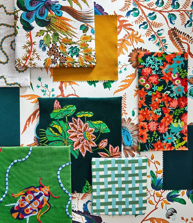 Harlequin Basket Weave Fabric / Emerald / Aquamarine