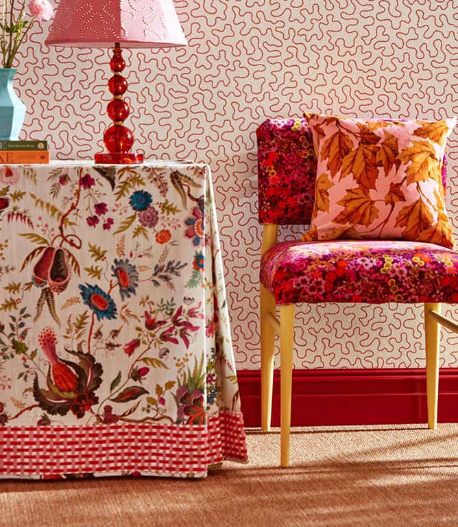 Harlequin Dappled Leaf Fabric / Amber / Rose