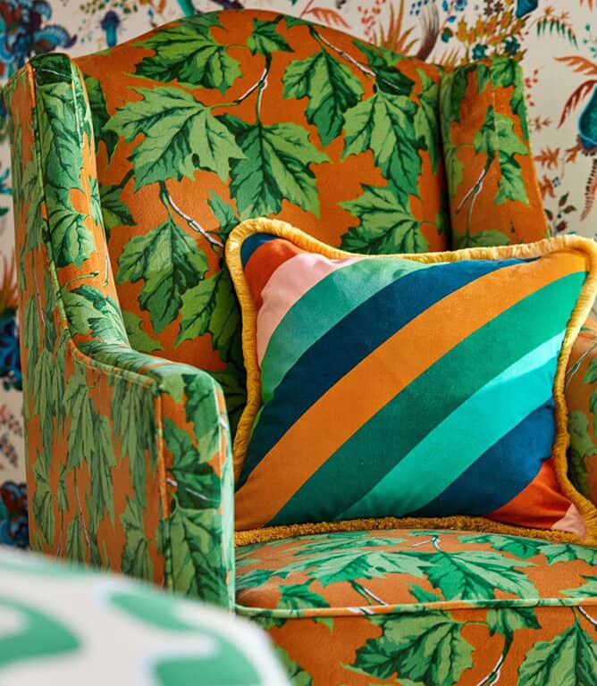 Harlequin Dappled Leaf Fabric / Emerald / Amber