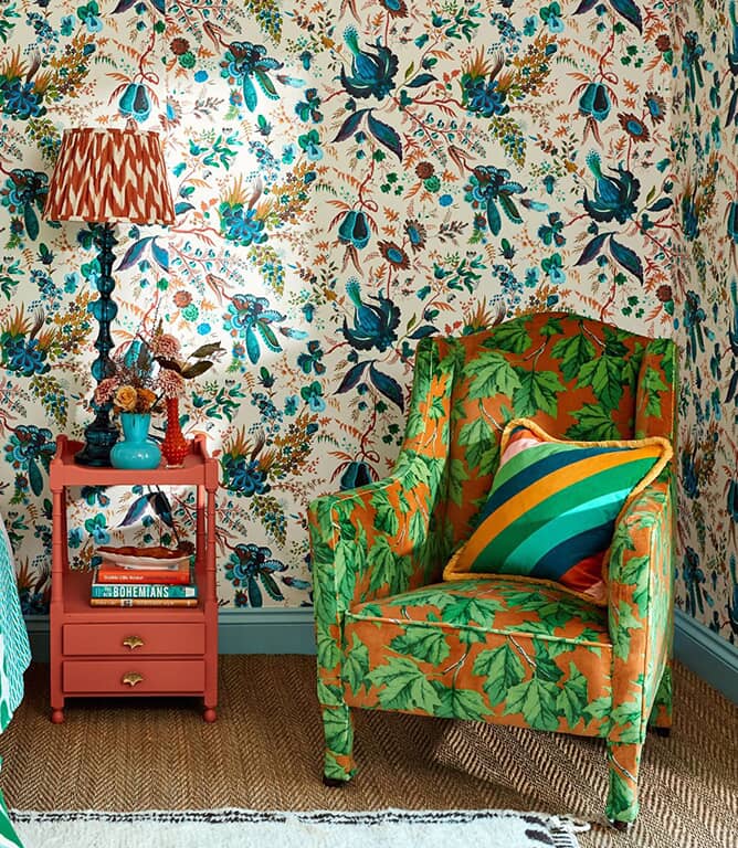 Harlequin Dappled Leaf Fabric / Emerald / Amber