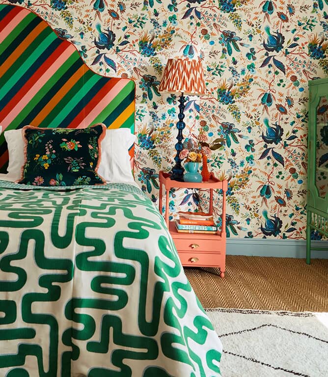 Harlequin Meander Fabric / Emerald / Aquamarine