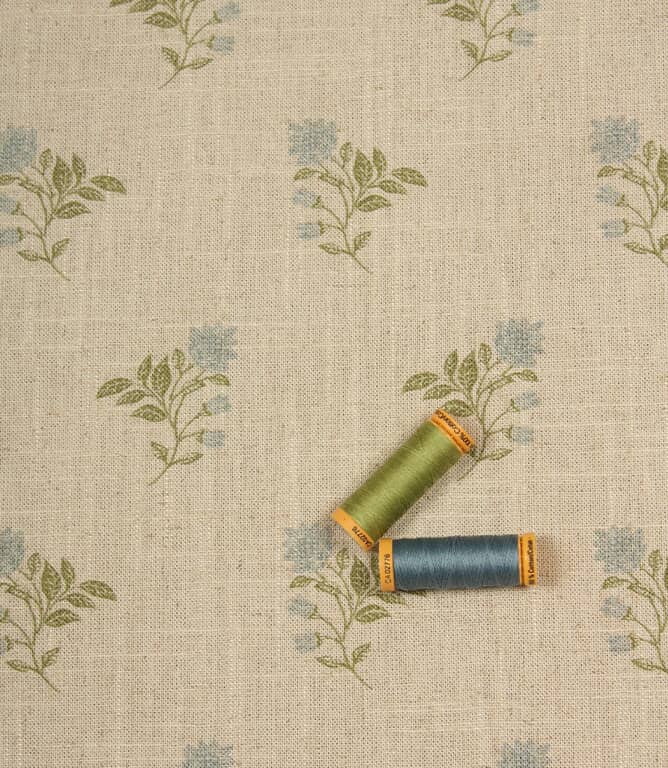 Meadow Blossom Fabric / Steel Blue / Sage Green