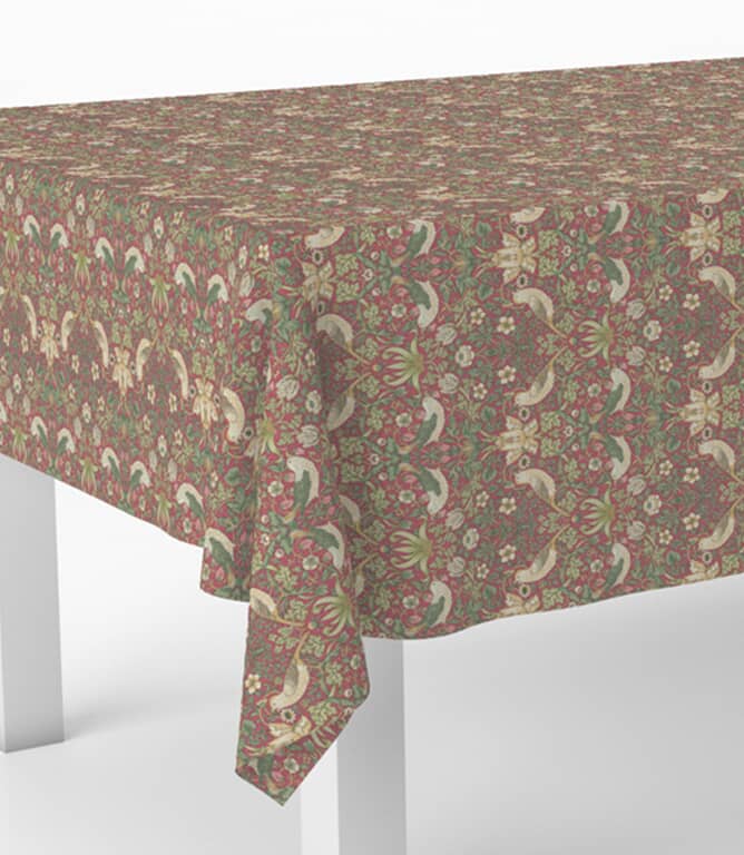 William Morris  Strawberry Thief Oilcloth Fabric / Crimson
