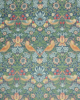 Strawberry Thief Linen Fabric / Blue Strawberry Thief Linen Fabric / Blue