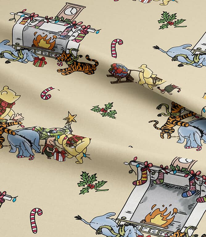 Pooh's Christmas Eve Fabric / Natural
