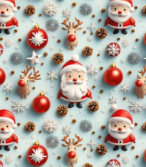 Santa Magic Fabric / Blue / Red