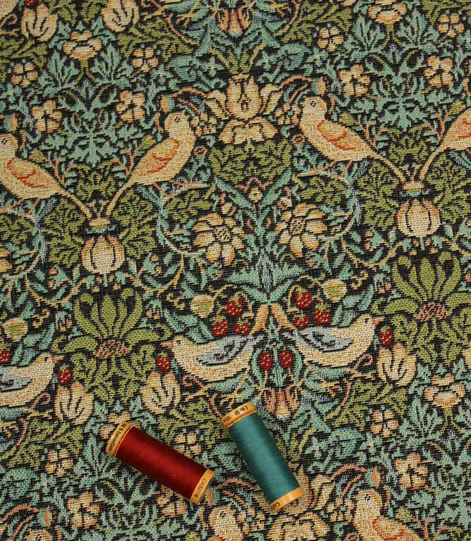 William Morris  Strawberry Thief Tapestry Mini Fabric / Black
