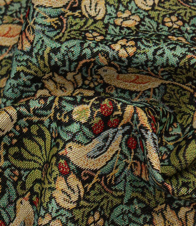 William Morris  Strawberry Thief Tapestry Mini Fabric / Black