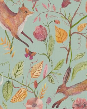 Voyage Maison Leaping into The Fauna Clearance Fabric / Duck Egg Voyage Maison Leaping into The Fauna Clearance Fabric / Duck Egg