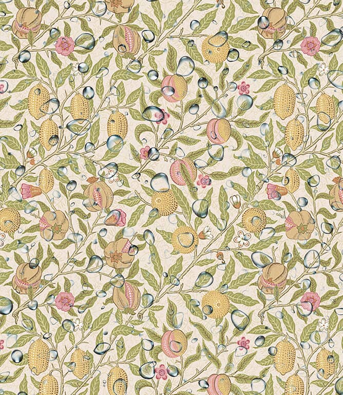 William Morris  Pomegranate Oilcloth Fabric / Buttercup
