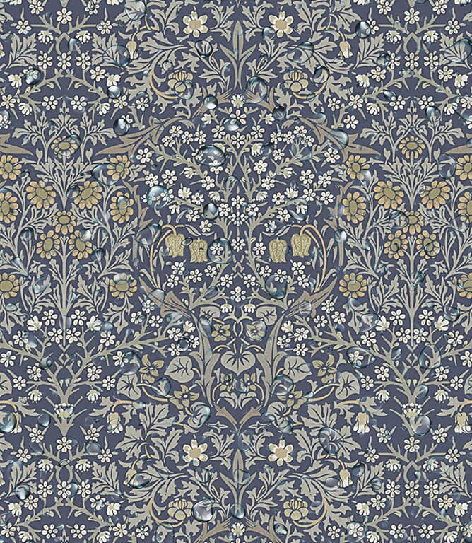 William Morris  Blackthorne Oilcloth Fabric / River