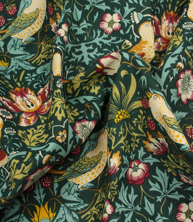 William Morris  Strawberry Thief Fabric / Dark Green