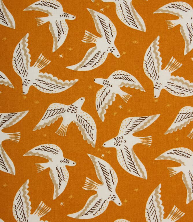 Starlit Doves Fabric / Peanut