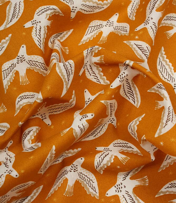 Starlit Doves Fabric / Peanut