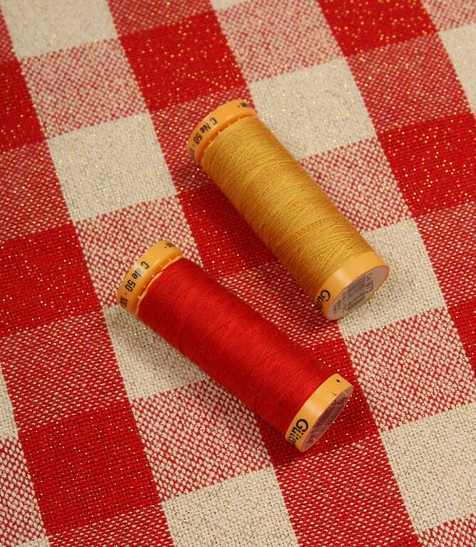 Aldsworth Check Glitz Fabric / Red