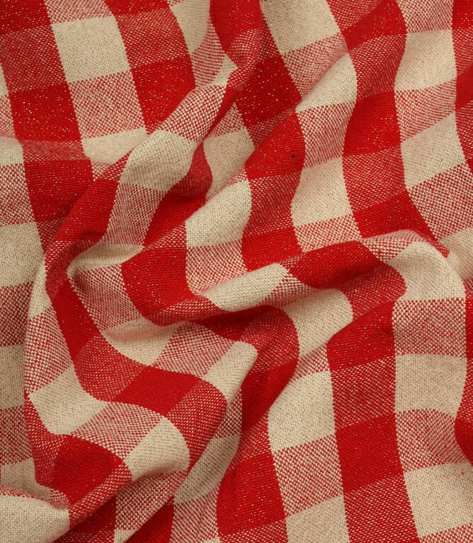 Aldsworth Check Glitz Fabric / Red