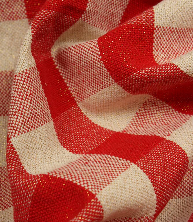 Aldsworth Check Glitz Fabric / Red
