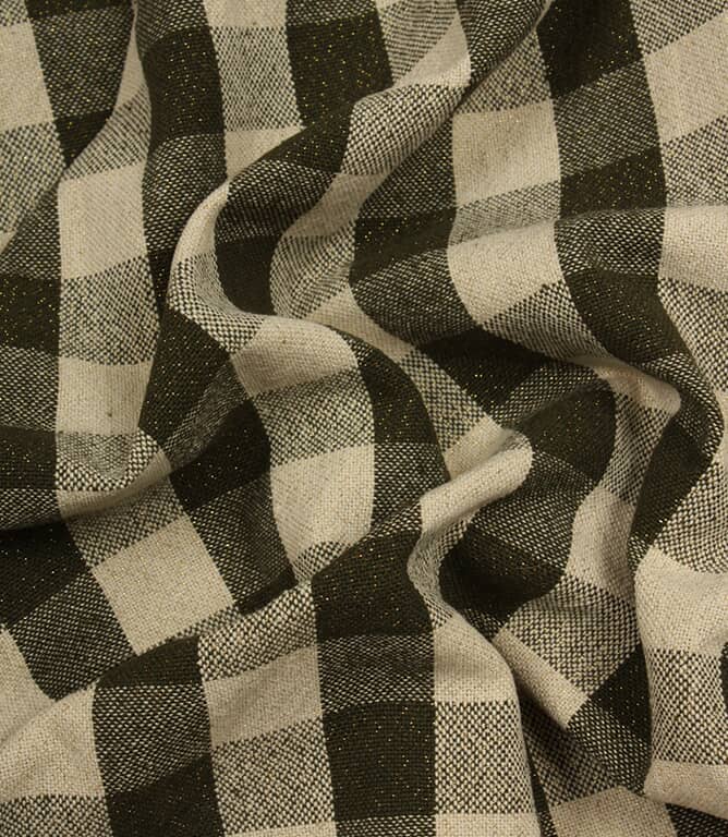 Aldsworth Check Glitz Fabric / Khaki