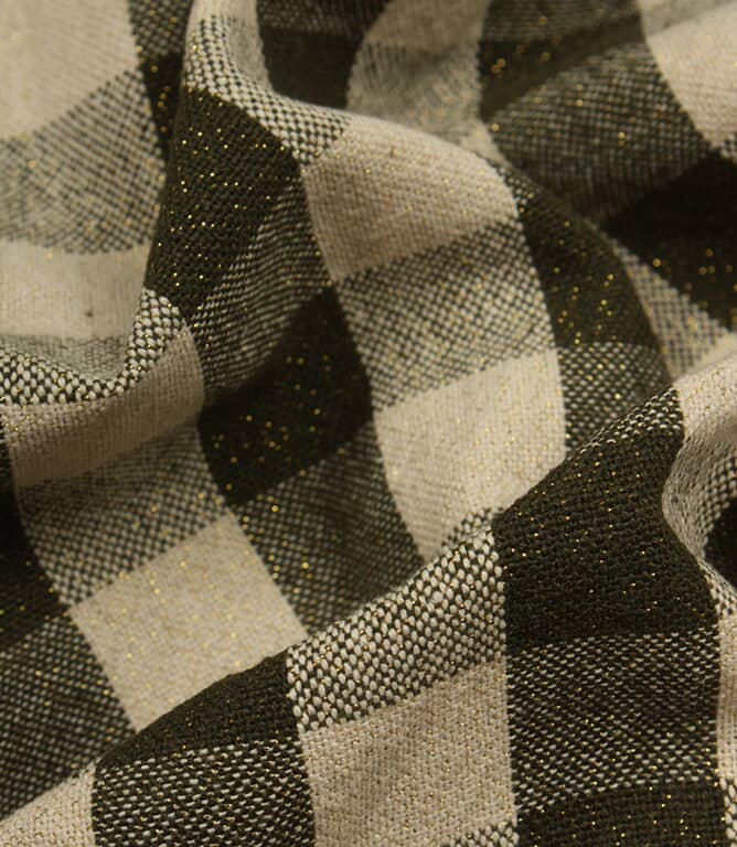 Aldsworth Check Glitz Fabric / Khaki