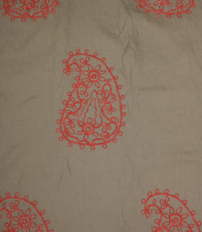 Linen / Red Kashmir Fabric