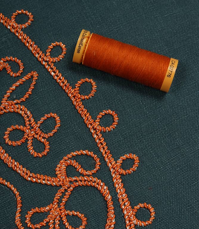 Design Forum Kashmir Fabric / Blue / Tangerine
