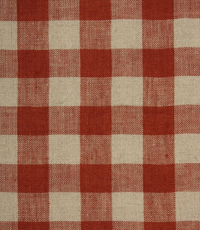 Cotswold Linen Check Fabric / Terracotta