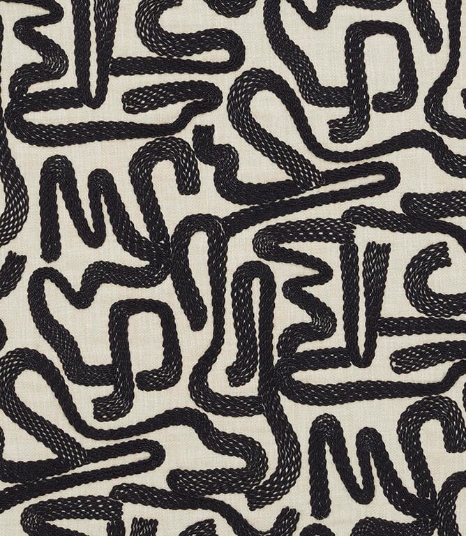 Graphite Script Fabric