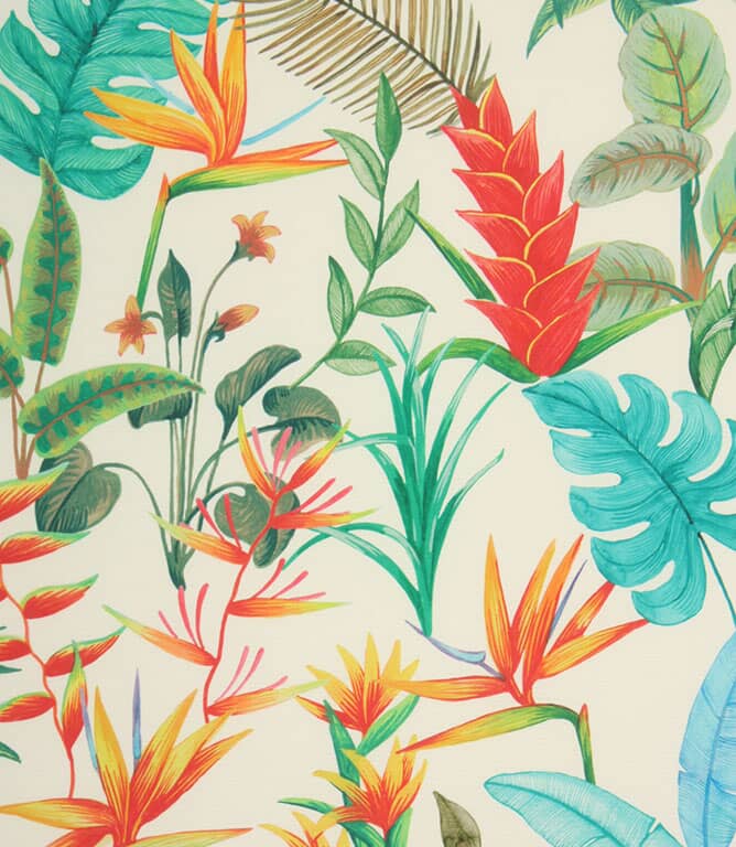 Heliconia Outdoor Fabric / White