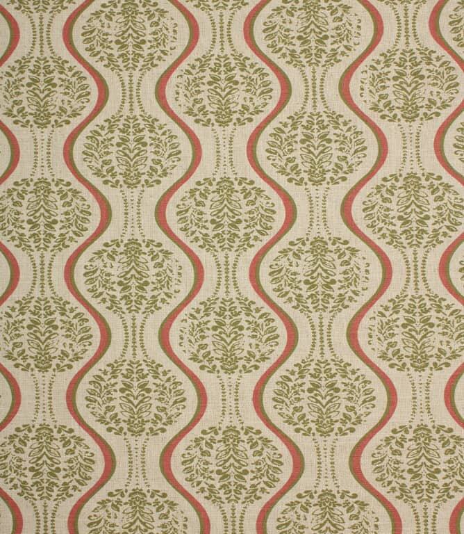 Sage Green / Red Fabric