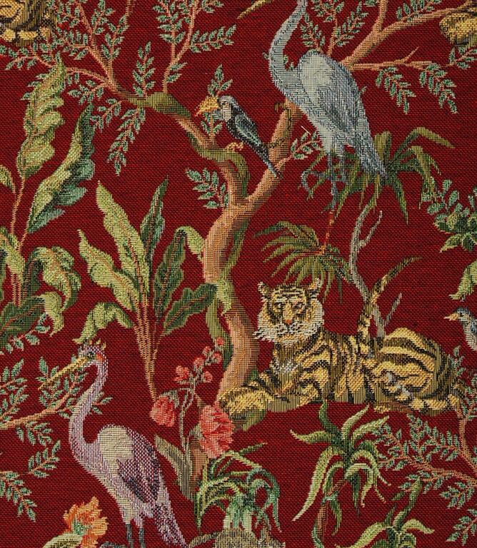 Jungle Tapestry Fabric / Red