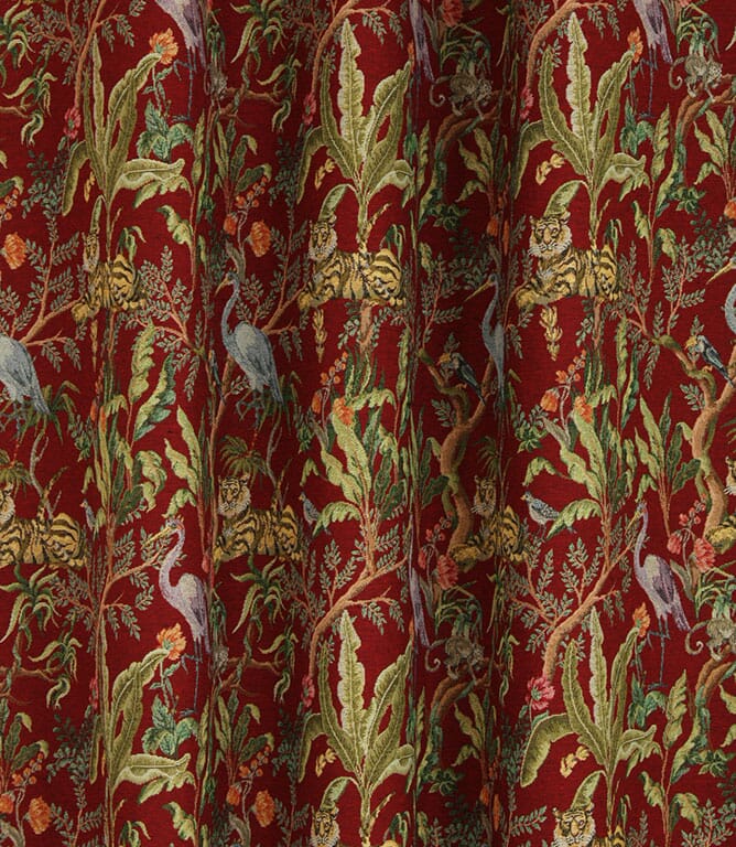 Jungle Tapestry Fabric / Red