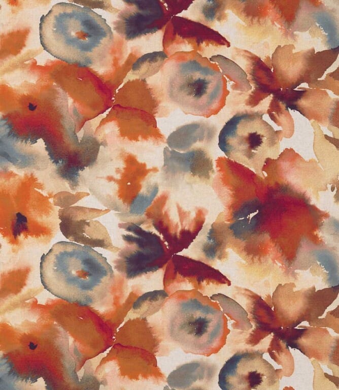 Rust / Ruby / Nordic Blue Flores Fabric