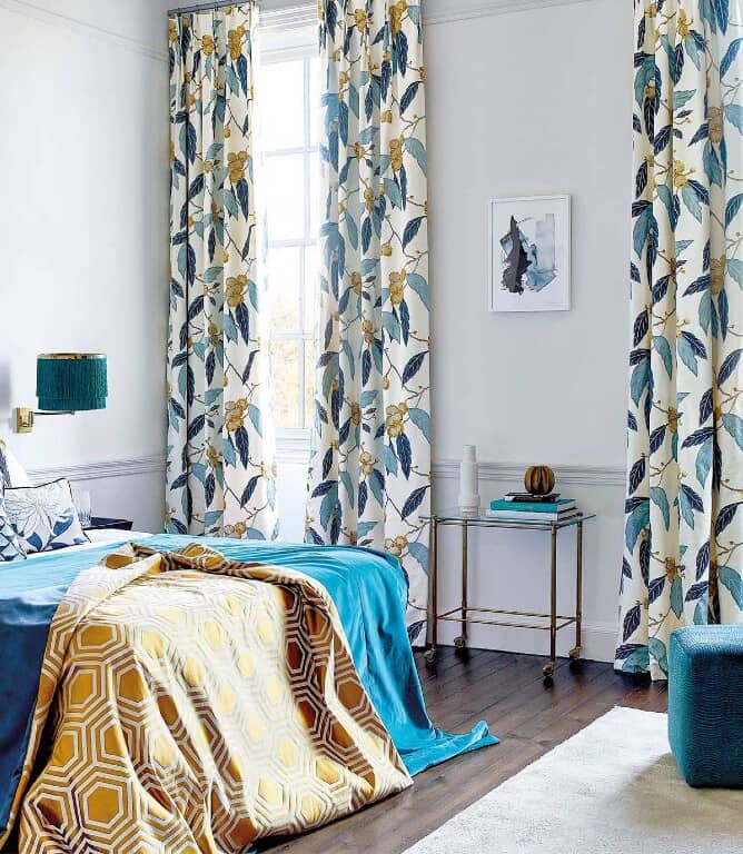 Harlequin Coppice Fabric / Saffron / Cobalt