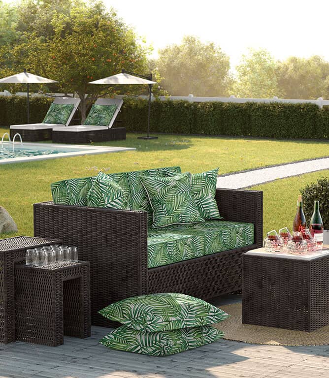 Palm Leaves Outdoor Fabric / Dove