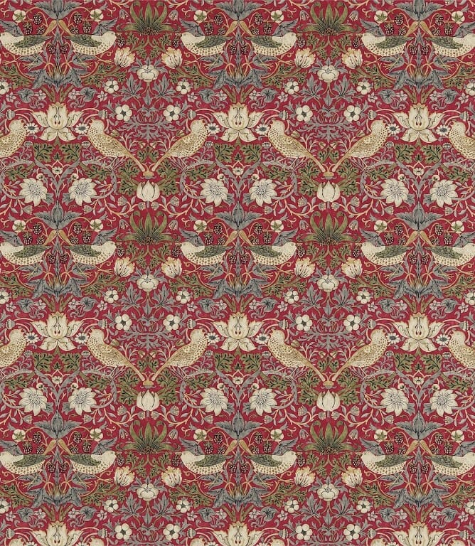 Crimson / Slate Strawberry Thief Fabric