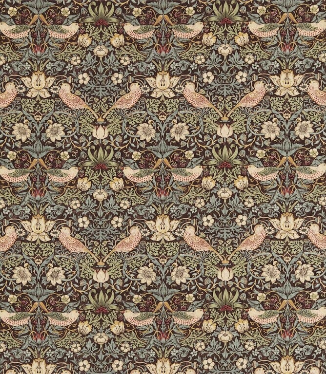 Chocolate / Slate Strawberry Thief Fabric
