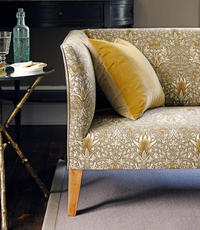 Morris & Co Snakeshead Fabric / Pewter / Gold