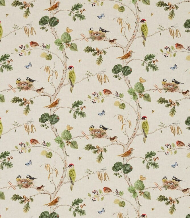 Linen / Multi Woodland Chorus Fabric