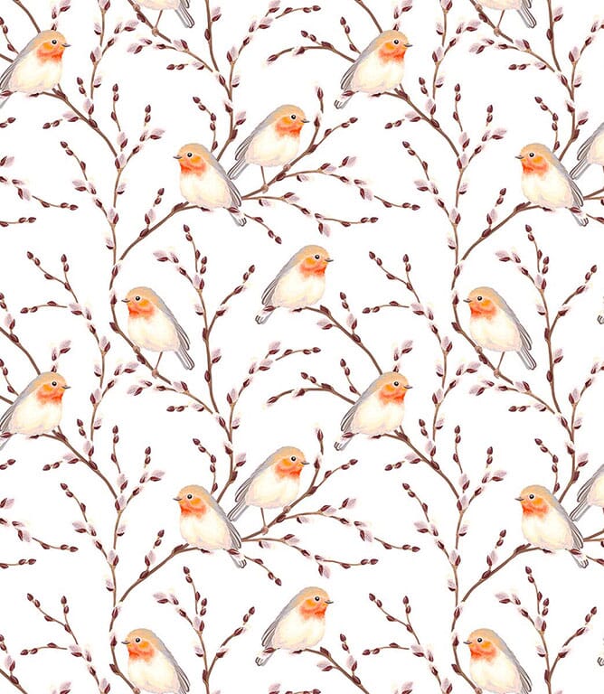 Woodland Robin Fabric / Cream