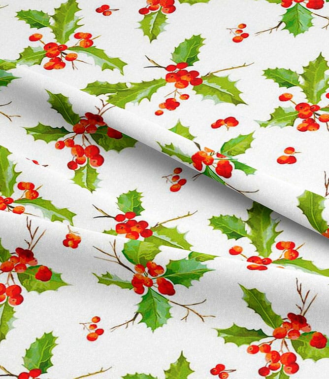 Christmas Leaves Fabric / Cream